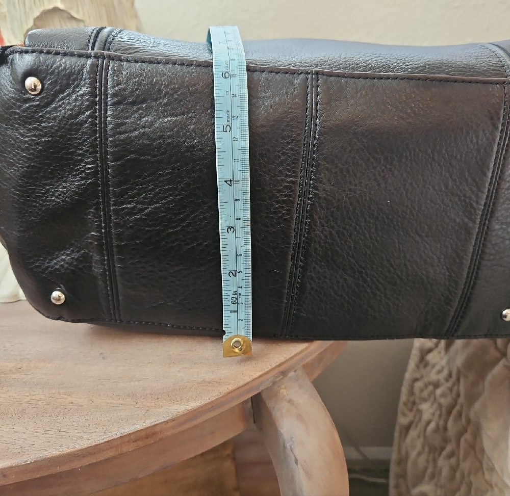 Aimee Kestenberg Black Leather Tote with Calf Hair Leopard Sides - Picture 6 of 8